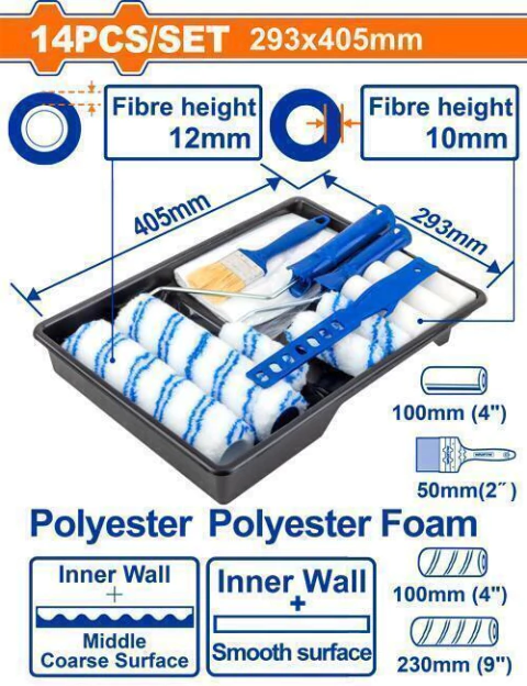 Juego De Pinceles Y Rodillos 14 en 1 WADFOW