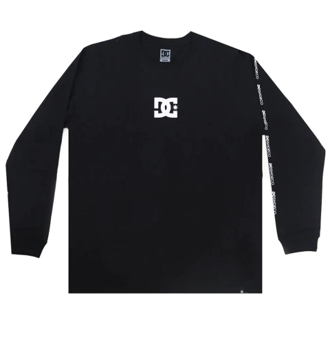 Camiseta DC Shoes Manga Longa Minimal Stripe Preta