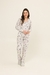 Pijama Ad Feminino Manga Longa Americano Com Botões Borboletas na internet
