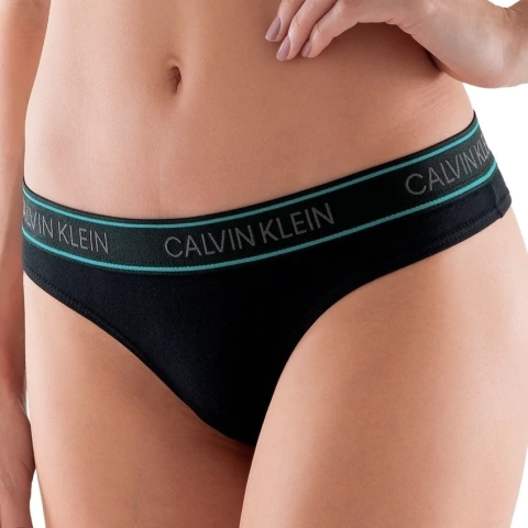 Calcinha Fio Cotton Elastico Bordado Calvin Klein - comprar online