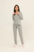 Pijama Feminino Com Botões Manga Longa Aericano Gray Basics - comprar online