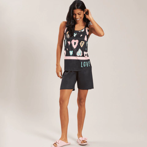 Pijama Regata Meia Coxa New Skin Wild Heart - comprar online