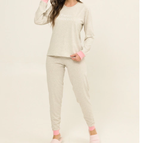 Pijama Algodão Feminino Manga Longa Buon Iorno - comprar online
