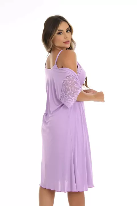 Camisola Lisa Poliamida C/Barra Rendada Amamentacao