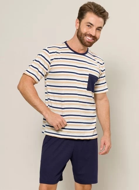 Pijama Adulto Masculino Manga Curta Cobalt -Nica Ggu Gg