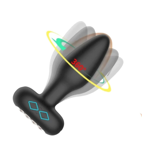 Plug Vibratório Recarregável Com Rotação 360º E App – Silicone Aveludado Preto