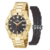 Kit Relógio Champion Dourado + Pulseira de Couro CA31337U