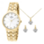 Kit Relógio Champion Dourado Elegance CH24084W