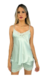 Imagem do Baby Doll Feminino Alça Maya Cetim de Seda com Renda