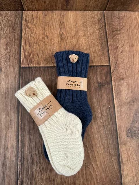 Meia Merino Infantil com Urso