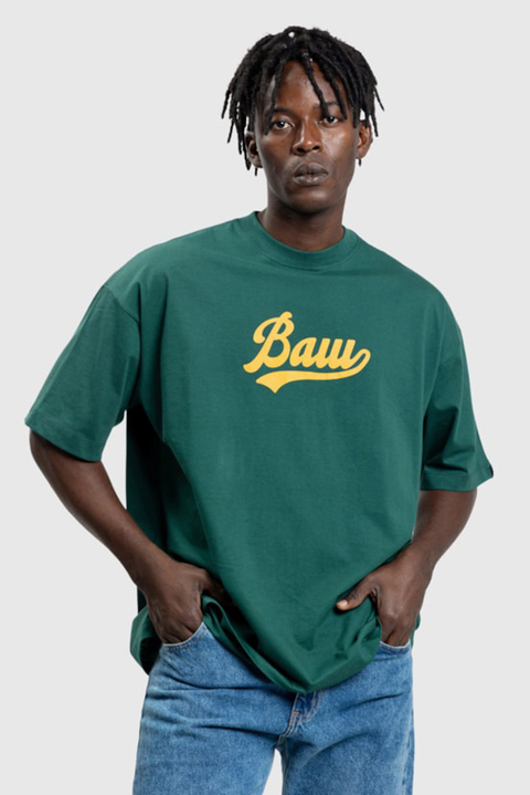 CAMISETA BAW OVER VERDE ESMERALDA LOGO DOURADO