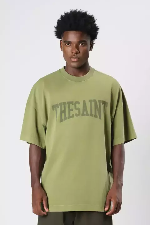 T-SHIRT OVERSIZED THESAINT STONED DARK GREEN