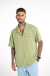 Camisa new cream green malha crochet