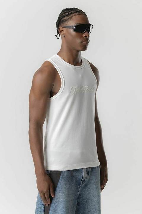 Tank Top Slim Thesaint Embroidery Offwhite