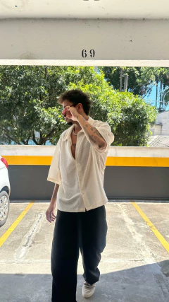 Camisa Lucabrand Malha Crochet 1.0 - Offwhite - comprar online