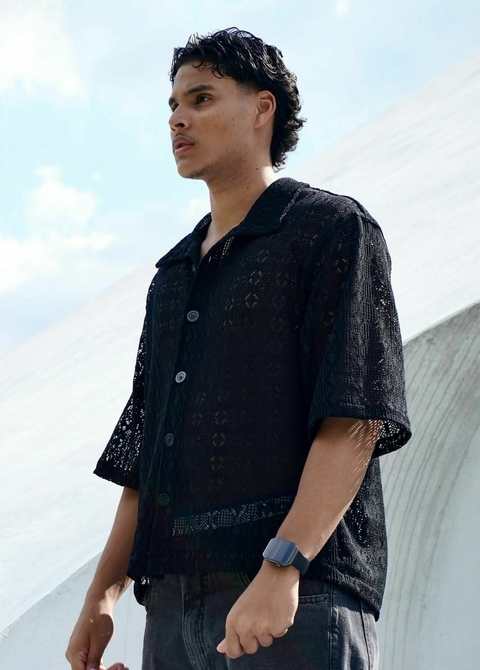 Camisa Lucabrand Malha Crochet 1.0 - Allblack - comprar online