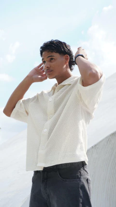 Camisa Lucabrand Malha Crochet 1.0 - Offwhite - comprar online