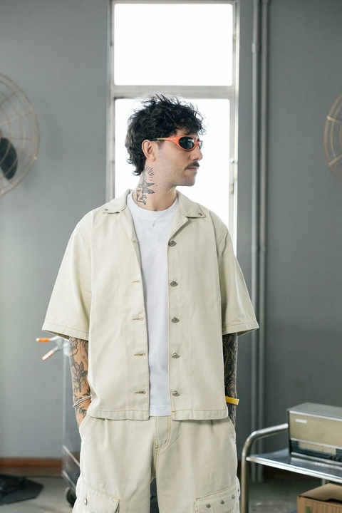 Camisa oversized mirror offset Lab offwhite