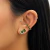 KIT DE BRINCOS E PIERCING QUADRADO VERDE ESMERALDA CRAVEJADO