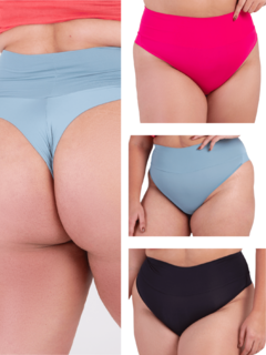 Kit 3 calcinha gestante e pós parto fio cós alto cor sortida