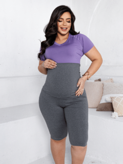 Bermuda gestante ciclista comprida suplex conforto e sustentação para a barriga - Dona Maternidade