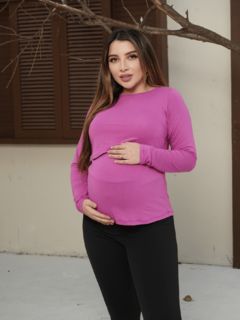 Blusa amamentação manga longa gola redonda com abertura - comprar online