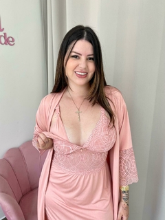 Camisola amamentação longa com robe na internet