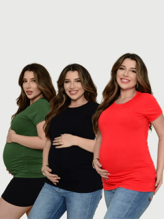 Kit 3 blusa gestante elástico zig zag vai e vem - comprar online