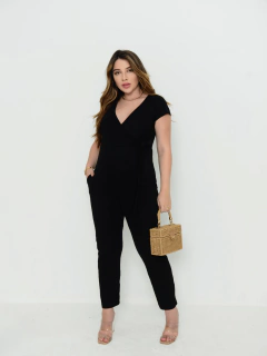 Macacão gestante e amamentação com laço manga princesa possui forro - Dona Maternidade