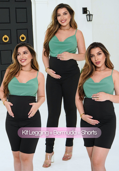 1 legging gestante + 1 bermuda ciclista gestante + 1 shorts curto gestante