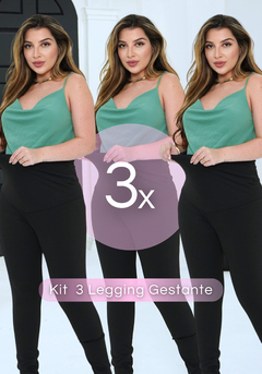 Kit 3 legging gestante suplex