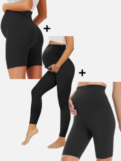 1 legging gestante + 1 bermuda ciclista gestante + 1 shorts curto gestante - comprar online