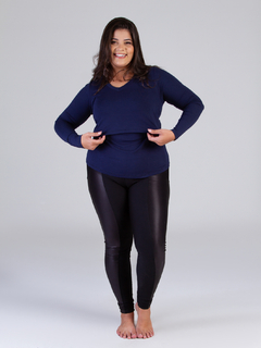 Blusa amamentação plus size manga longa gola em V com abertura na internet