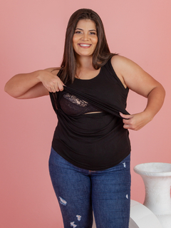 Regata amamentação plus size com abertura - Dona Maternidade