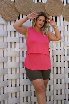 Regata amamentação plus size gola em V com abertura - Dona Maternidade