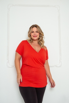 Blusa amamentação plus size transpassada com abertura na internet