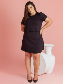 Imagem do Vestido amamentação plus size manga curta com abertura possui forro