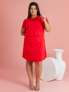 Imagem do Vestido amamentação plus size manga curta com abertura possui forro
