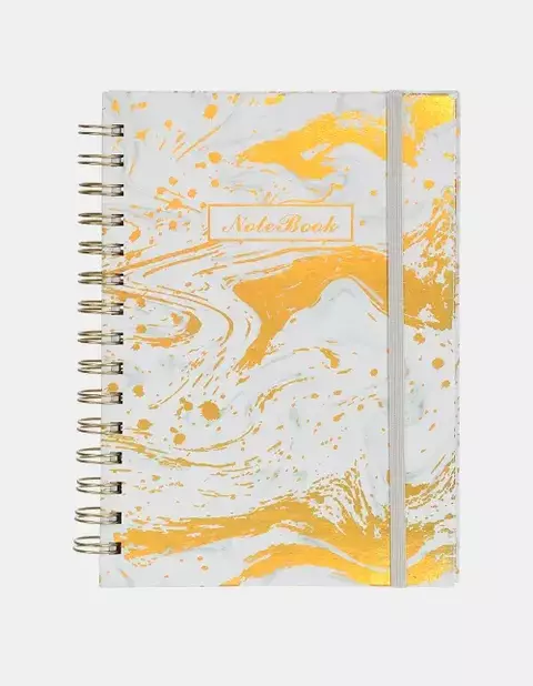 CUADERNO NOTEBOOK BULLET JOURNAL TAPA DURA ESPIRAL MARMOL HOJA LISA ESTAMPADA - tienda online