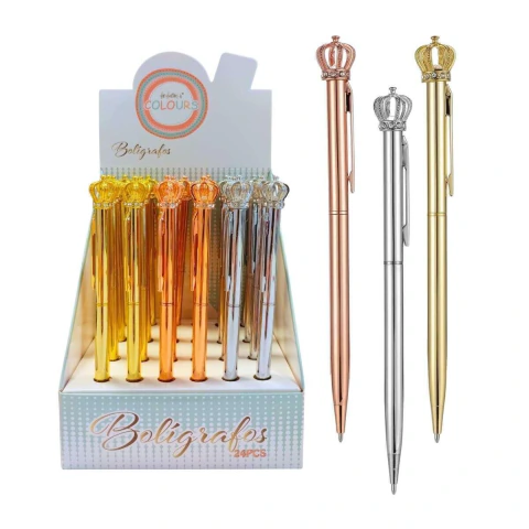 Boligrafo metal c/ giro y corona