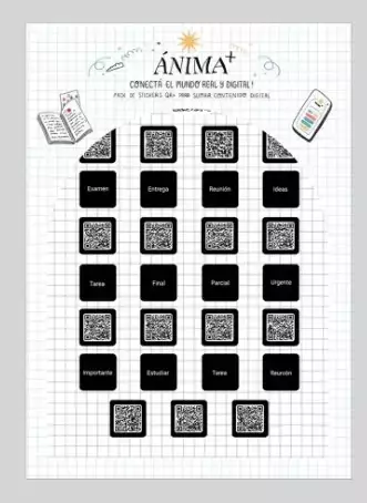 Pack de stickers anima - 2 planchas con 15 qr+ negro - comprar online