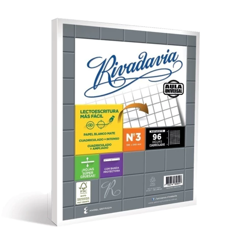 REPUESTO 96 HOJAS RIVADAVIA N 3 CON BANDA AULA UNIVERSAL - comprar online