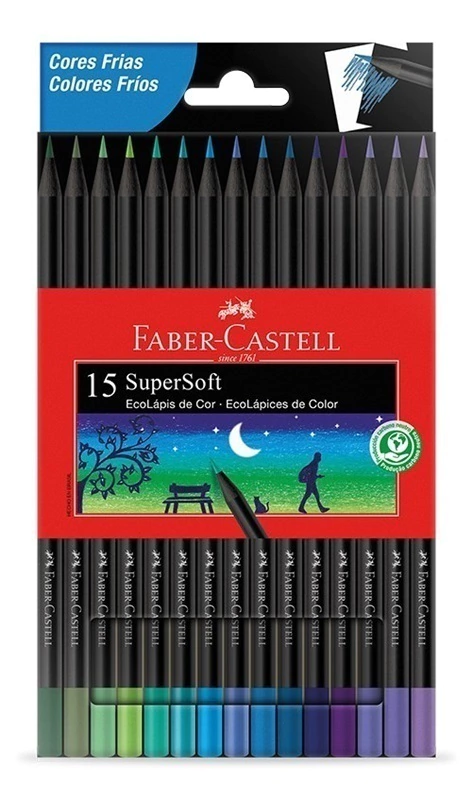 Lapices de colores Faber-Castell super soft x15 tonos fríos