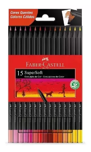 Lapices de colores Faber-Castell super soft x15 tonos calidos