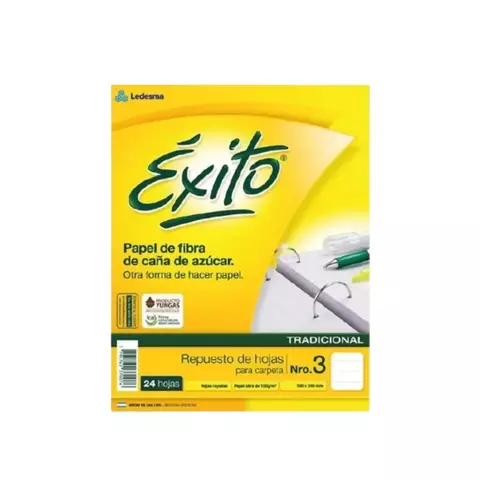 REPUESTO 24 HOJAS EXITO N 3 SIN BANDA - comprar online