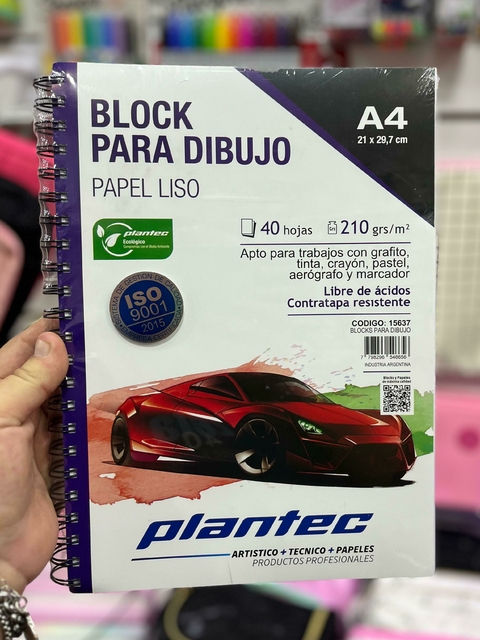 Block Plantec anillado lateral liso A4 210gr 40hjs