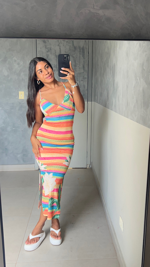 Vestido Sofia - Estampa Rosa - comprar online