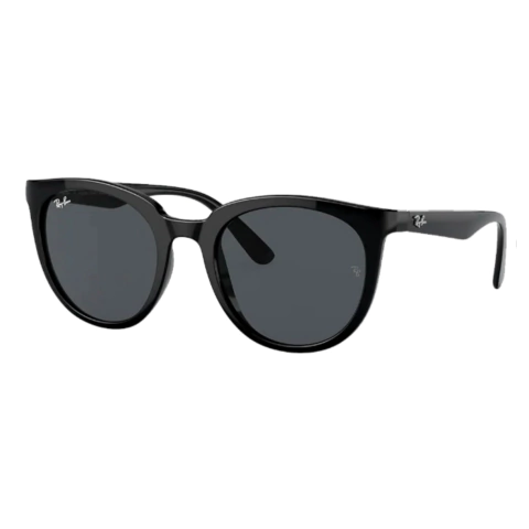 foto com fundo branco de ecommerce do modelo ray-ban acetato redondo na cor preto brilho, modelo feminino muito leve e confortavel