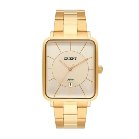 Relógio orient quadrado dourado minimalista vintage