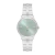 Relógio Feminino prateado com fundo verde claro